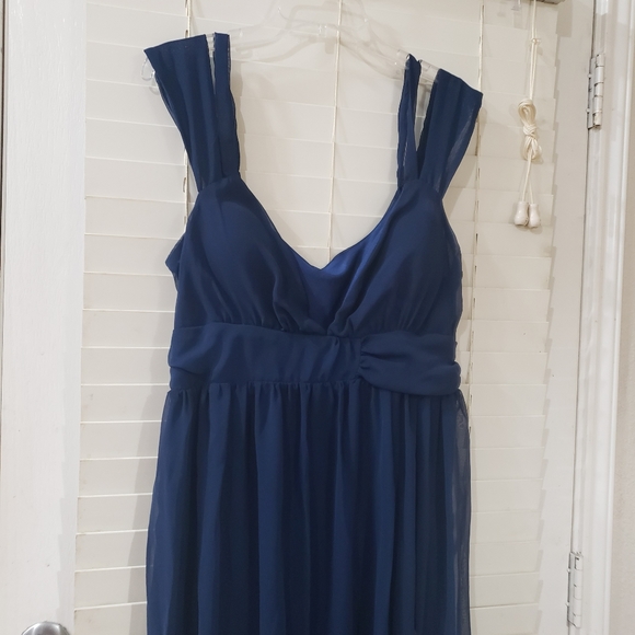 Xxl plunging vneck double strap deep side slit chiffon overlay - Picture 6 of 9